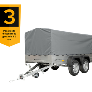 UNITRAILER 264/2 KIPP DOPPELAGS-ANHÄNGER MIT STÜTZRAD, ÜBERROLLBÜGEL UND GRAUER PLANE